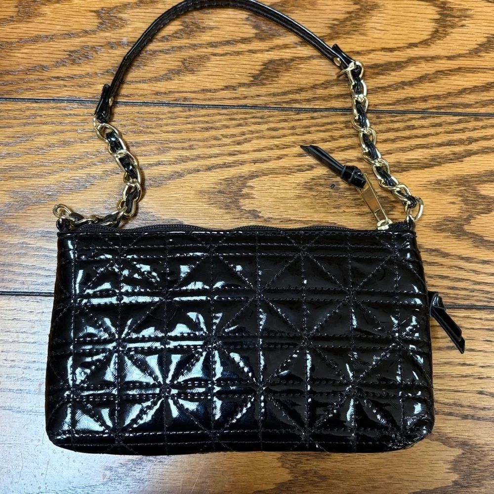 Nicole Miller Black Patent Quilted small purse - Picture 2 of 8